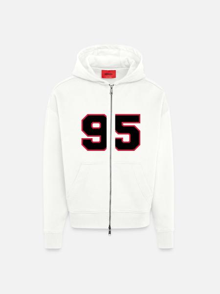 Number95 - Veste à capuche bio épaisse oversize fabriqué en UE - OFF WHITE