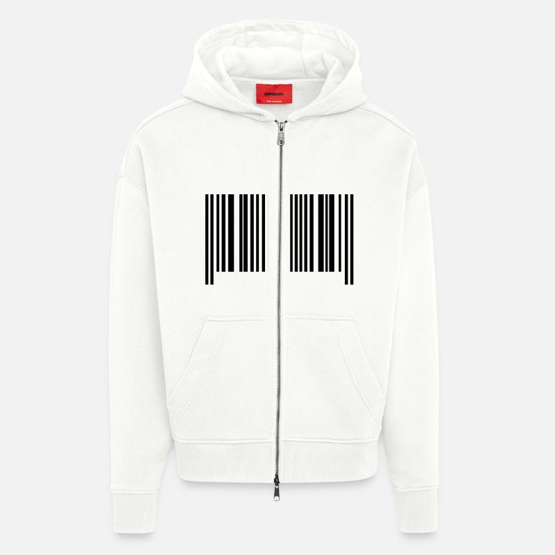 barcode_f1 - Veste à capuche bio épaisse oversize fabriqué en UE - OFF WHITE