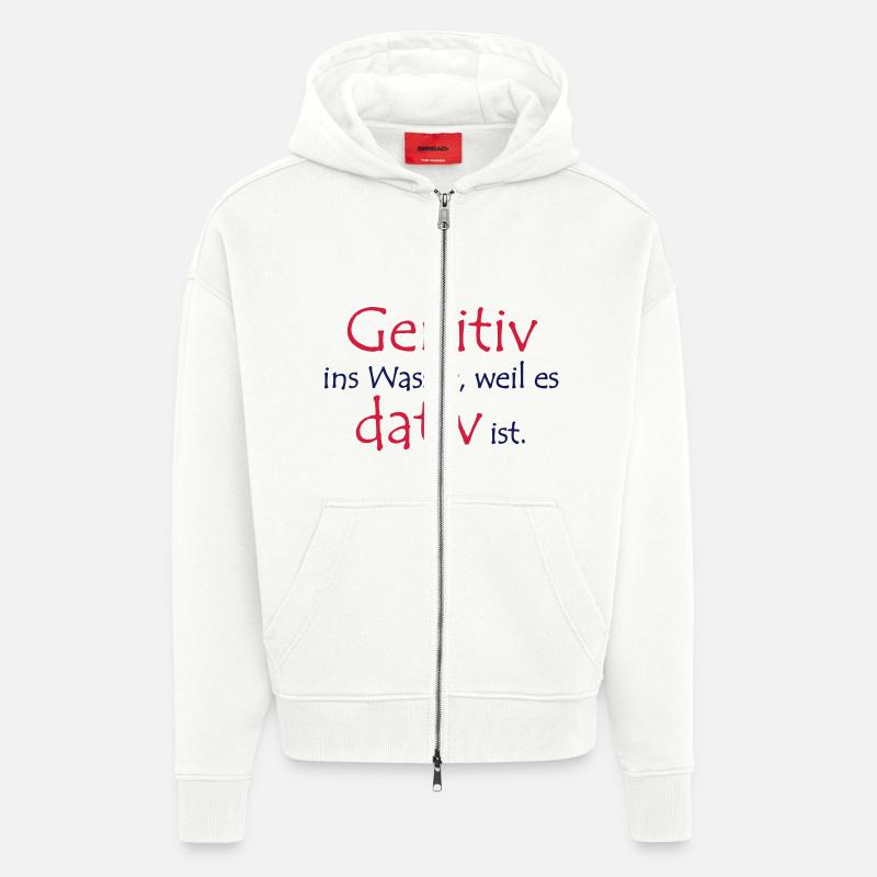 Genitiv vs. dativ - Zip Hoodie - made by SPREAD - OFF WHITE