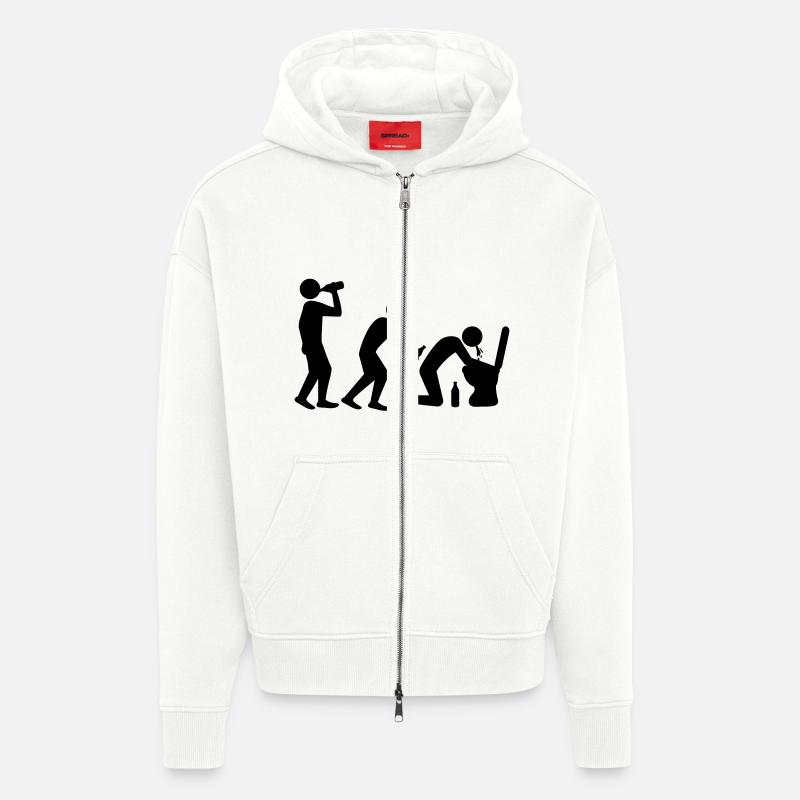 Drunken Evolution - Zip Hoodie - made by SPREAD - OFF WHITE