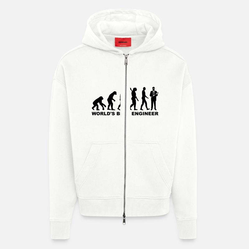 World's Best Engineer - Veste à capuche bio épaisse oversize fabriqué en UE - OFF WHITE