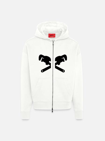 adjustable wrench tool mechanic plumber - Zip Hoodie - made by SPREAD - OFF WHITE