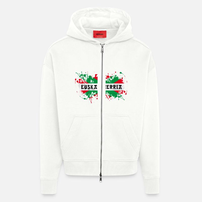 euskal herria - pays basque 59 - Veste à capuche bio épaisse oversize fabriqué en UE - OFF WHITE