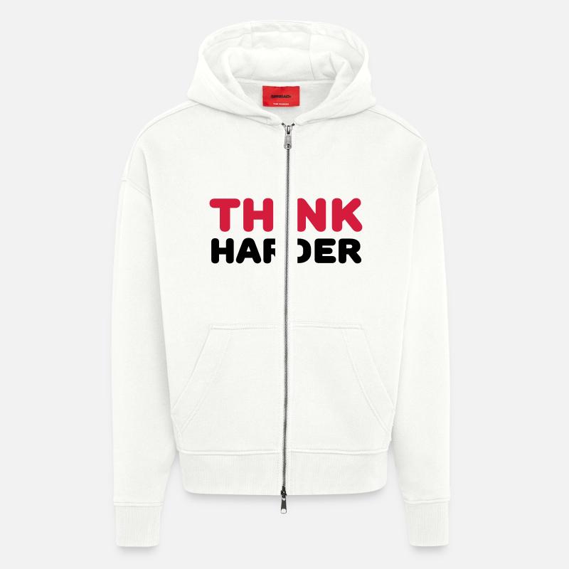 Think harder - Zip Hoodie - made by SPREAD - OFF WHITE