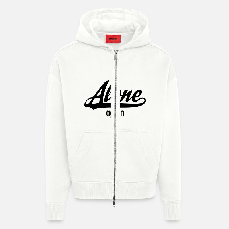 Alone Again - Single Statement - Zip Hoodie - made by SPREAD - OFF WHITE