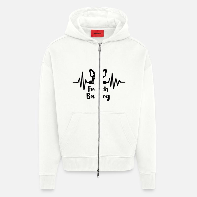 Français Bouledogue - Veste à capuche bio épaisse oversize fabriqué en UE - OFF WHITE