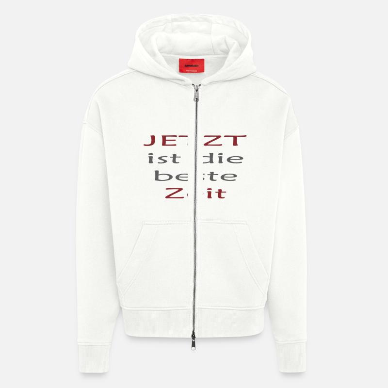C’est le meilleur moment - Veste à capuche bio épaisse oversize fabriqué en UE - OFF WHITE