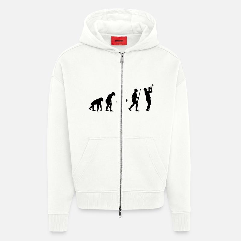 Évolution du trompettiste - Veste à capuche bio épaisse oversize fabriqué en UE - OFF WHITE