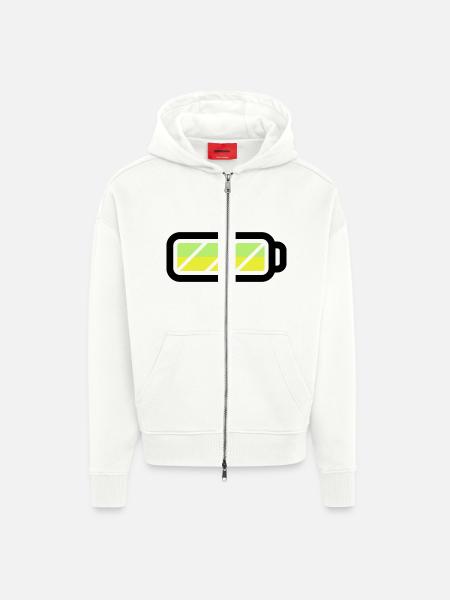 battery - Zip Hoodie - made by SPREAD - OFF WHITE