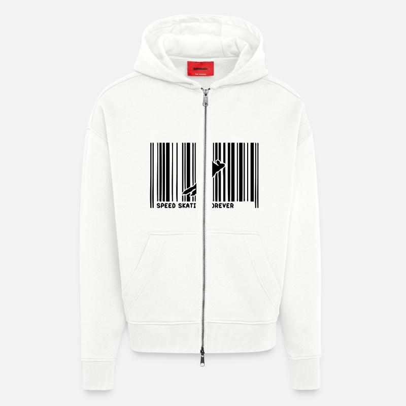 code barre speed skating skateur2 - Veste à capuche bio épaisse oversize fabriqué en UE - OFF WHITE