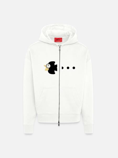 crow - Zip Hoodie - made by SPREAD - OFF WHITE