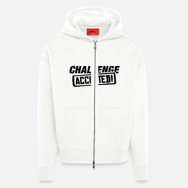 challenge_accepted_ak1 - Veste à capuche bio épaisse oversize fabriqué en UE - OFF WHITE