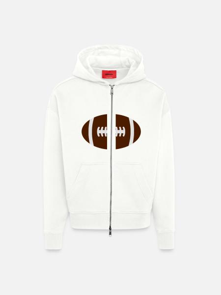 rugby ball - Zip Hoodie - made by SPREAD - OFF WHITE