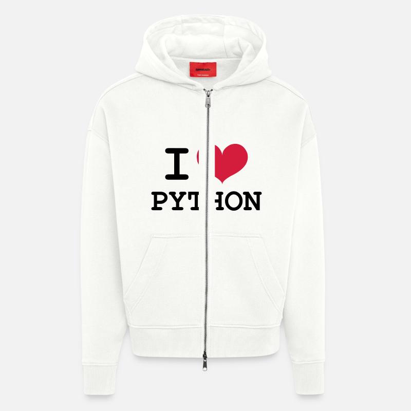 I Love Python - Veste à capuche bio épaisse oversize fabriqué en UE - OFF WHITE