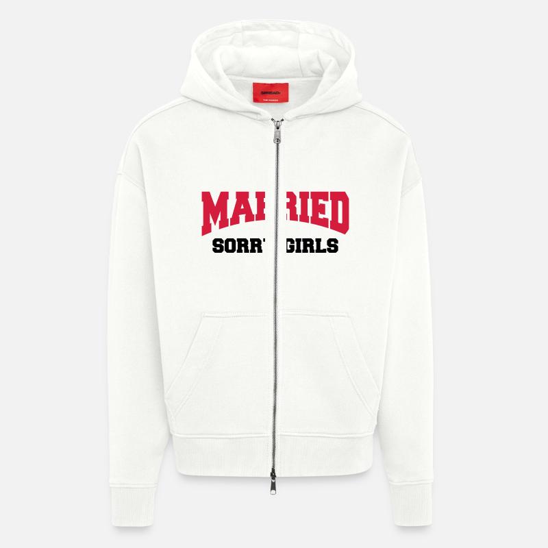 Married - Sorry girls! - Veste à capuche bio épaisse oversize fabriqué en UE - OFF WHITE