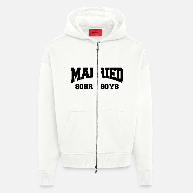 Married - Sorry boys! - Veste à capuche bio épaisse oversize fabriqué en UE - OFF WHITE