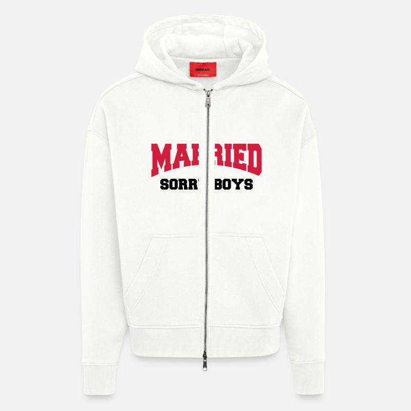 Married - Sorry boys! - Veste à capuche bio épaisse oversize fabriqué en UE - OFF WHITE