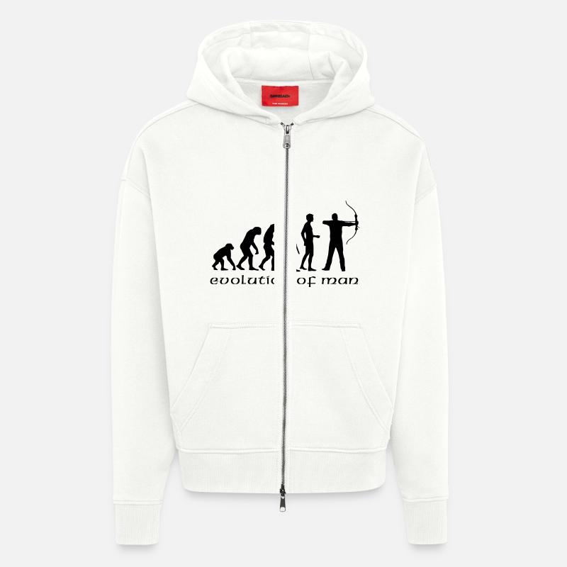 evolution_bogenschiessen_b - Zip Hoodie - made by SPREAD - OFF WHITE