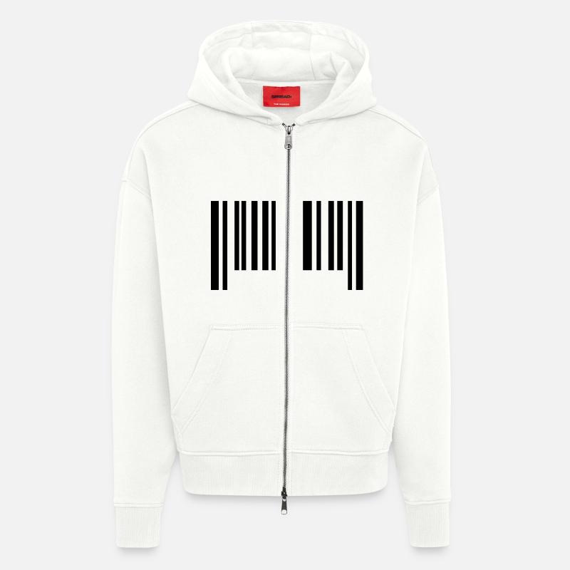 barcode1___f1 - Veste à capuche bio épaisse oversize fabriqué en UE - OFF WHITE
