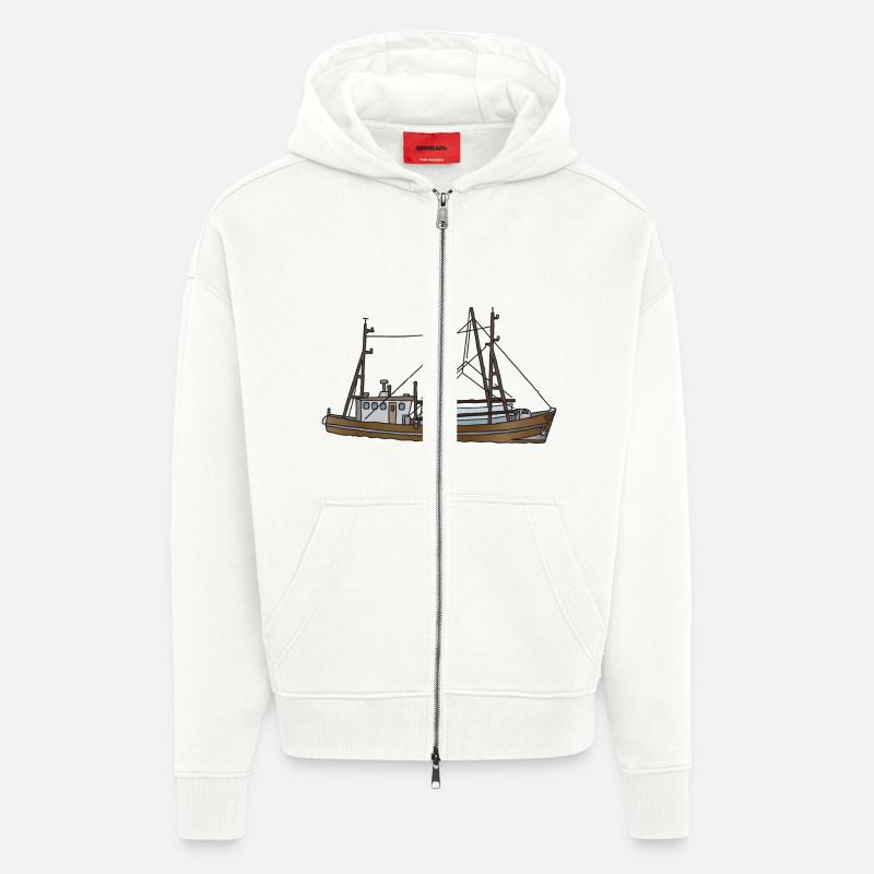 Fischerboot c - Zip Hoodie - made by SPREAD - OFF WHITE