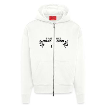 FRANKFURT WALDSTADION – Fussball Apfelwein Gerippt - Zip Hoodie - made by SPREAD - OFF WHITE - Vorne