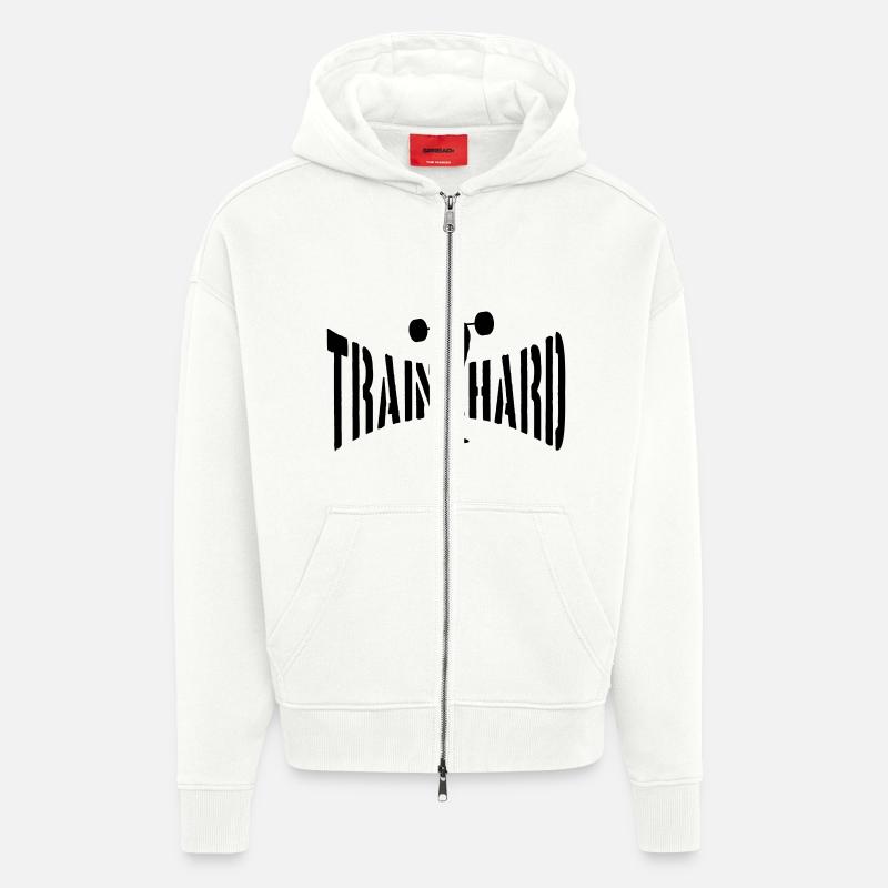 gymnastique d'entraînement cool design bodybuilder - Veste à capuche bio épaisse oversize fabriqué en UE - OFF WHITE