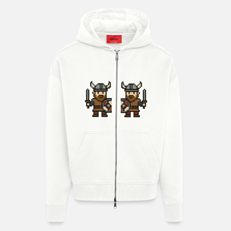 wikinger comic pixel 2 - Zip Hoodie - made by SPREAD - OFF WHITE