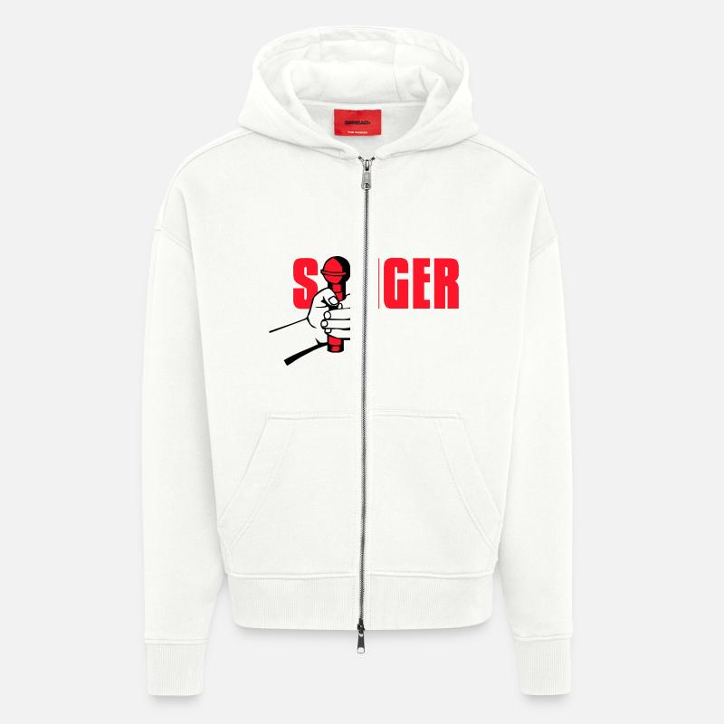 singer - Veste à capuche bio épaisse oversize fabriqué en UE - OFF WHITE