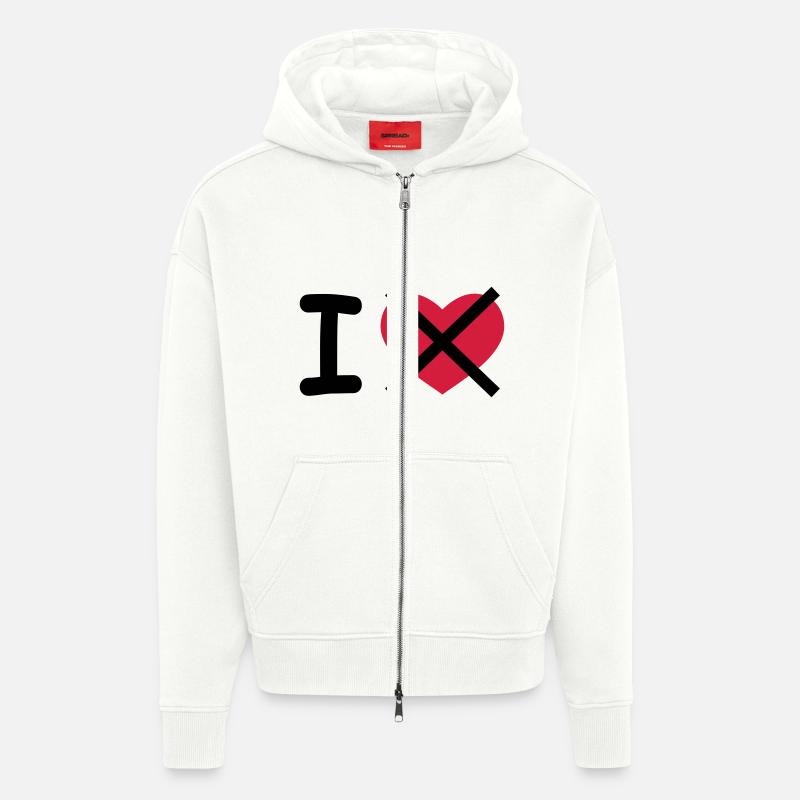 I Hate - Veste à capuche bio épaisse oversize fabriqué en UE - OFF WHITE