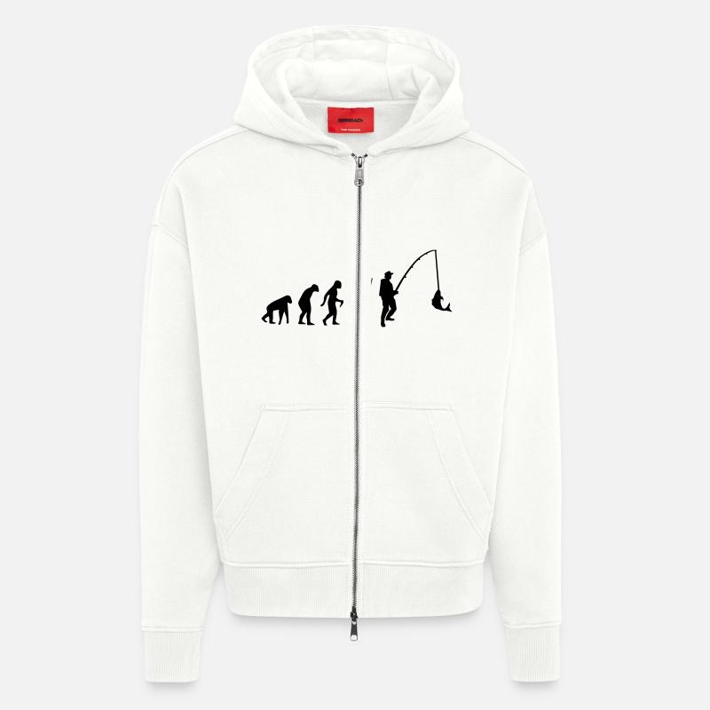 EVOLUTION DE POISSON ! - Veste à capuche bio épaisse oversize fabriqué en UE - OFF WHITE