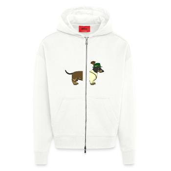 Der bayerische Dackel weißes Hemd - Zip Hoodie - made by SPREAD - OFF WHITE - Vorne