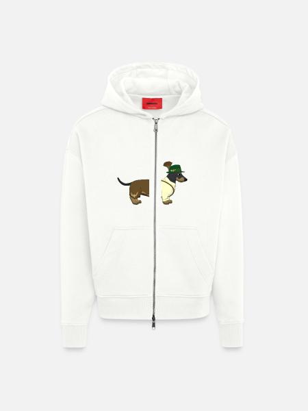 Teckel Bavière - Veste à capuche bio épaisse oversize fabriqué en UE - OFF WHITE