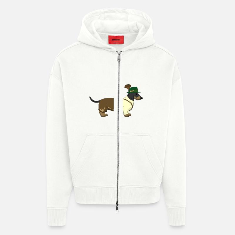 Der bayerische Dackel weißes Hemd - Zip Hoodie - made by SPREAD - OFF WHITE