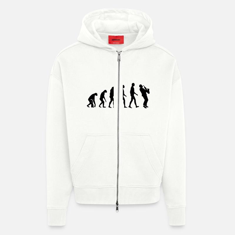saxophone evolution - Zip Hoodie - made by SPREAD - OFF WHITE
