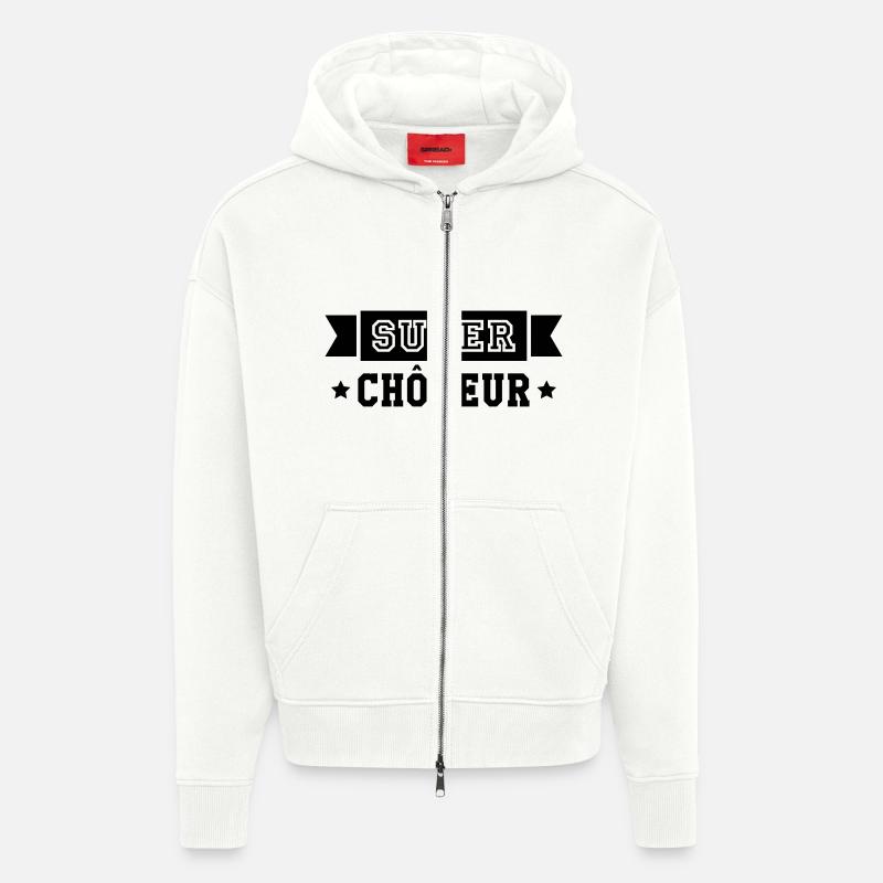 Chômeur / Travail / Chômage / Chomeuse / Emploi - Veste à capuche bio épaisse oversize fabriqué en UE - OFF WHITE