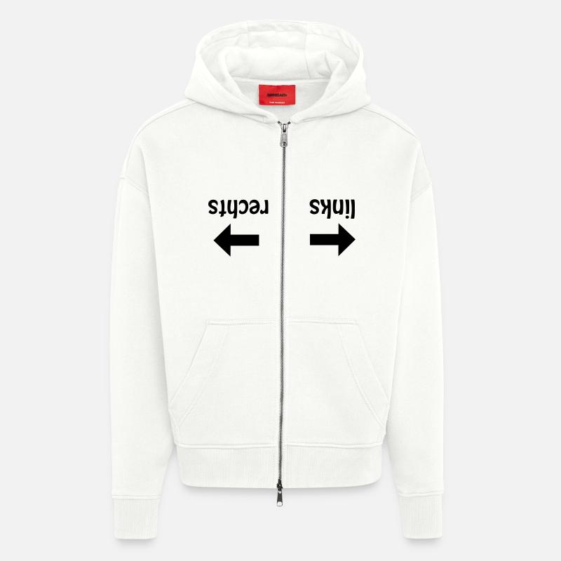 Gauche Droite Cheat Sheet - Veste à capuche bio épaisse oversize fabriqué en UE - OFF WHITE