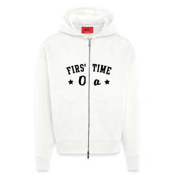 Conception PREMIÈRE FOIS grand-papa - Veste à capuche bio épaisse oversize fabriqué en UE - OFF WHITE - Devant