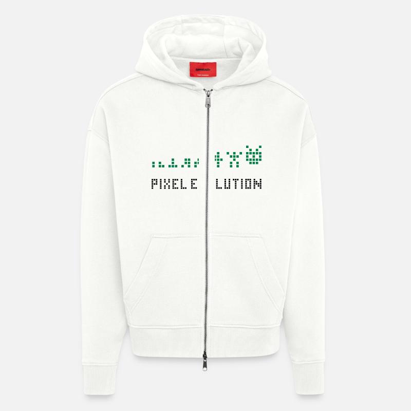 Pixel Evolution - Veste à capuche bio épaisse oversize fabriqué en UE - OFF WHITE