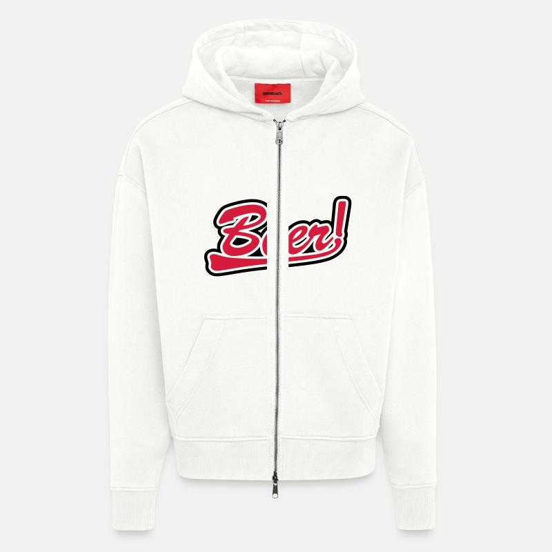 Bière - Veste à capuche bio épaisse oversize fabriqué en UE - OFF WHITE