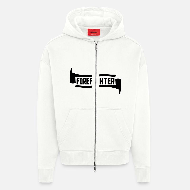 Pompier Axt Logo - Veste à capuche bio épaisse oversize fabriqué en UE - OFF WHITE
