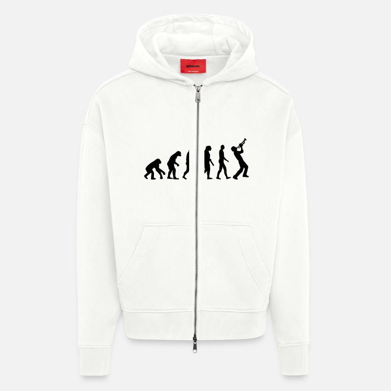 Evolution Trompette - Veste à capuche bio épaisse oversize fabriqué en UE - OFF WHITE