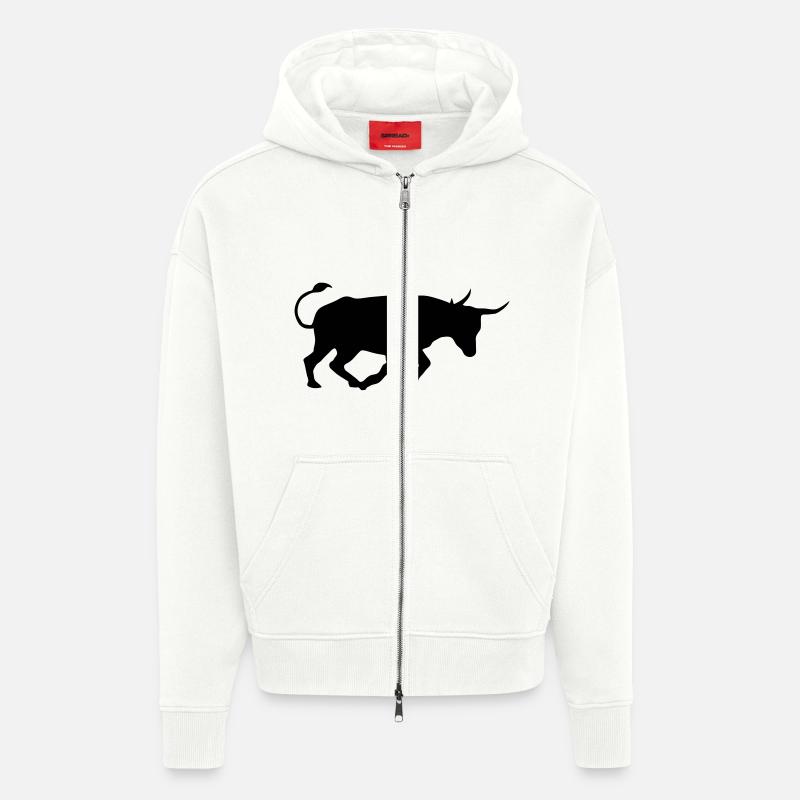 kampfstier andalusien spanischer baskischer stier - Zip Hoodie - made by SPREAD - OFF WHITE