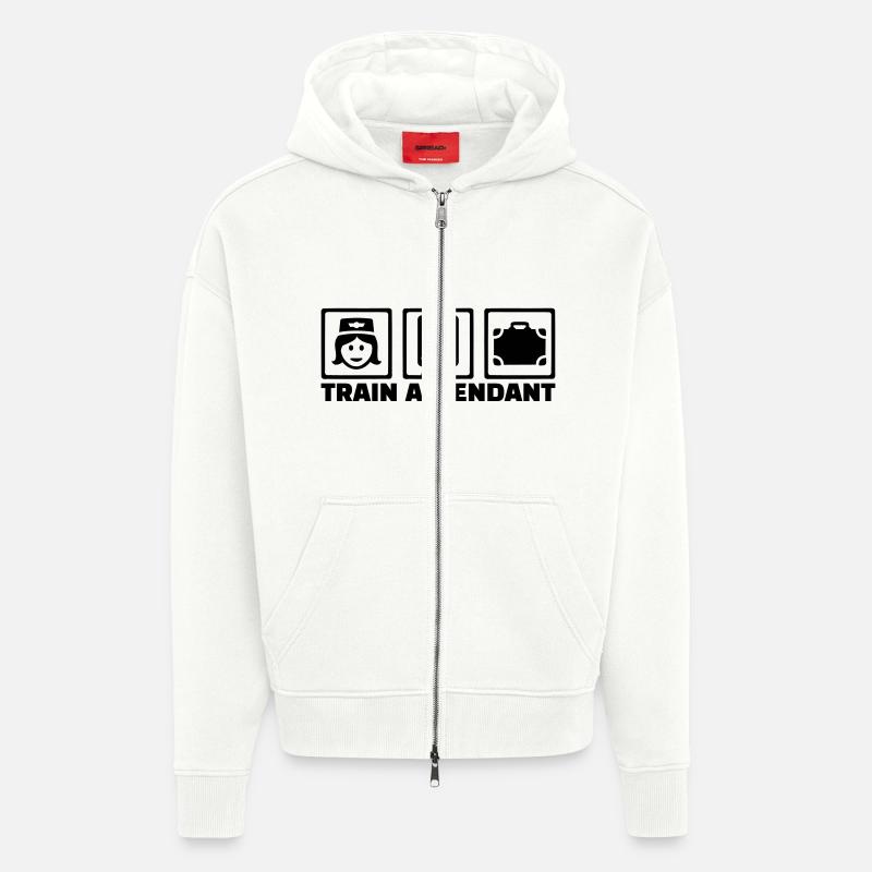 Train attendant - Veste à capuche bio épaisse oversize fabriqué en UE - OFF WHITE