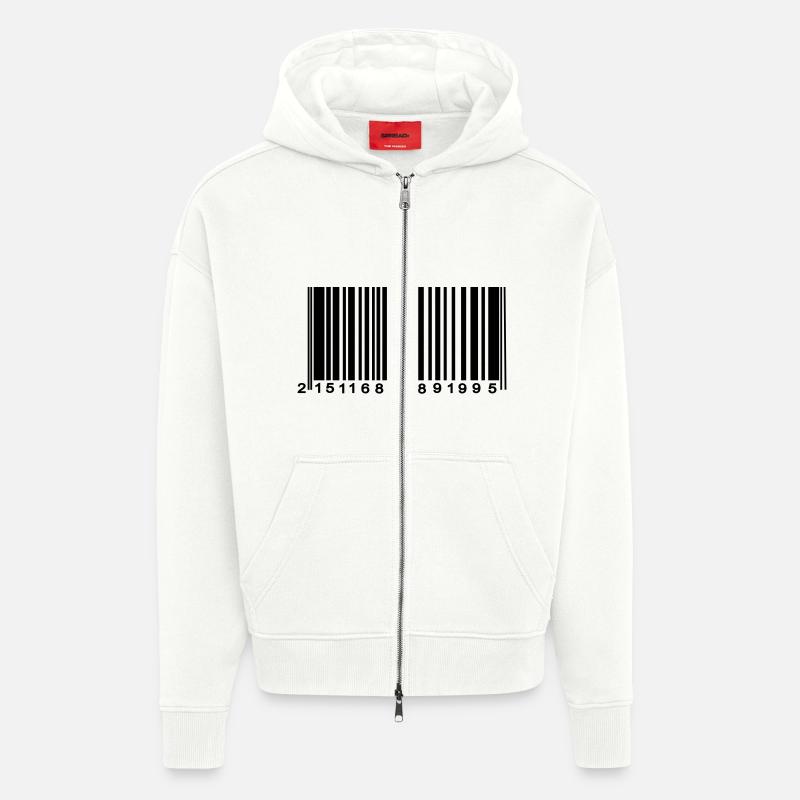 code barre chiffré - Veste à capuche bio épaisse oversize fabriqué en UE - OFF WHITE