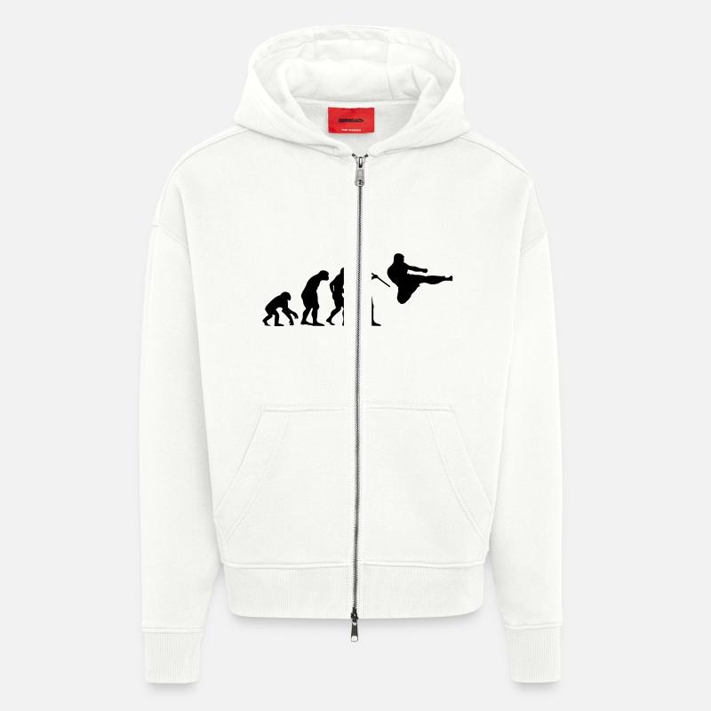 Evolution des Menschen - Kampfsport - Zip Hoodie - made by SPREAD - OFF WHITE