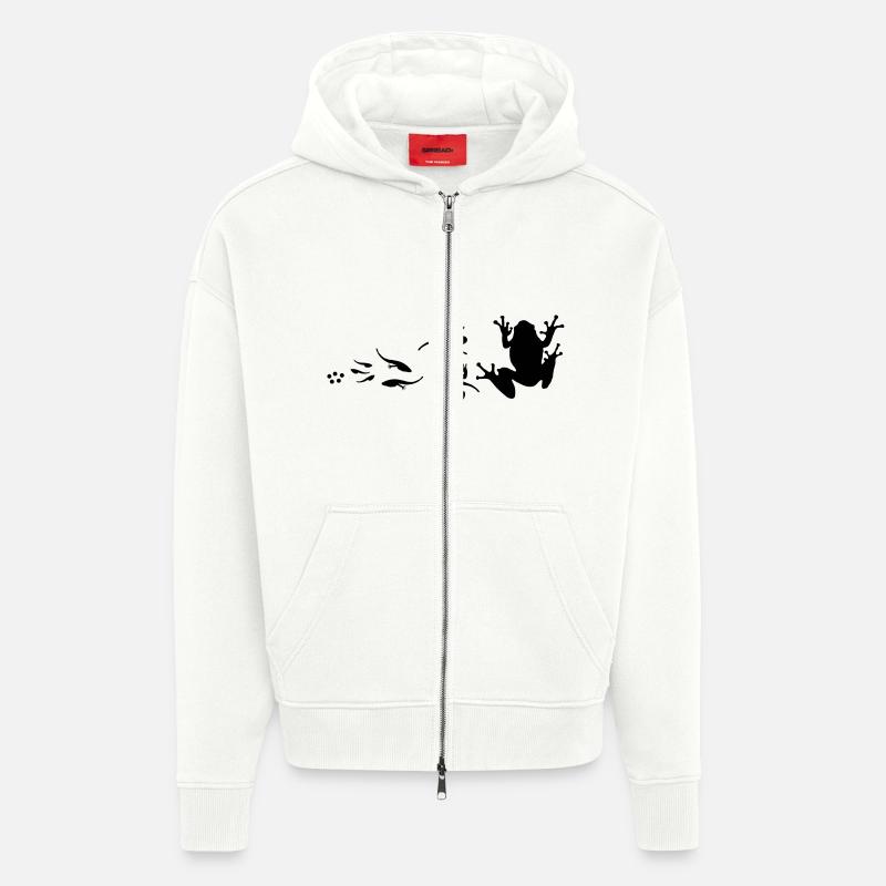 évolution-grenouille - Veste à capuche bio épaisse oversize fabriqué en UE - OFF WHITE