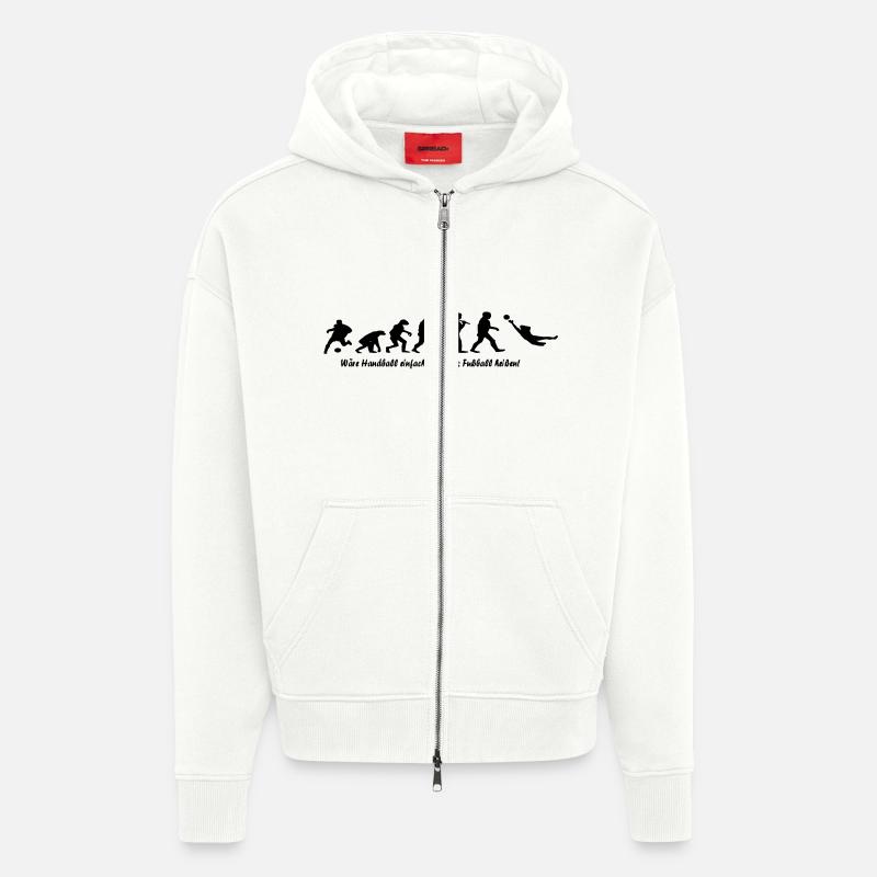 handball_evolution_mit_spruch - Zip Hoodie - made by SPREAD - OFF WHITE