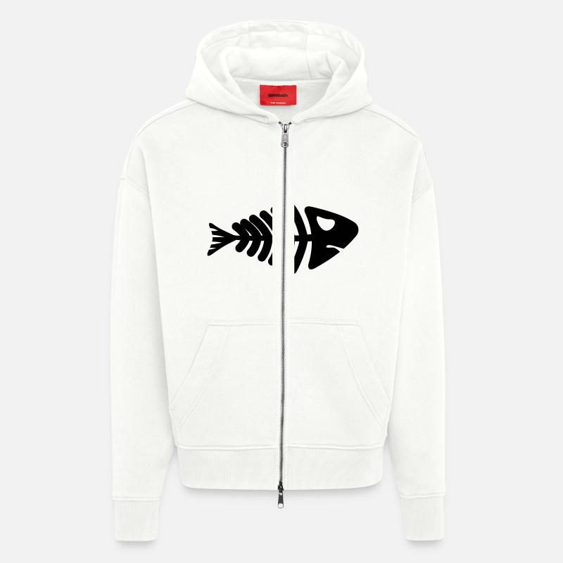 fish skeleton bone tail - Zip Hoodie - made by SPREAD - OFF WHITE