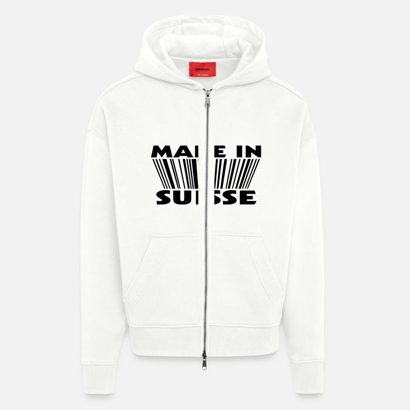Made in suisse 3D code - Veste à capuche bio épaisse oversize fabriqué en UE - OFF WHITE