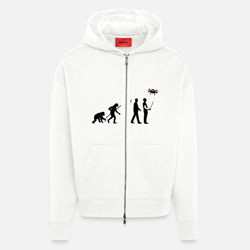 Evolution Modellflieger Drohne 4 Propeller - Zip Hoodie - made by SPREAD - OFF WHITE